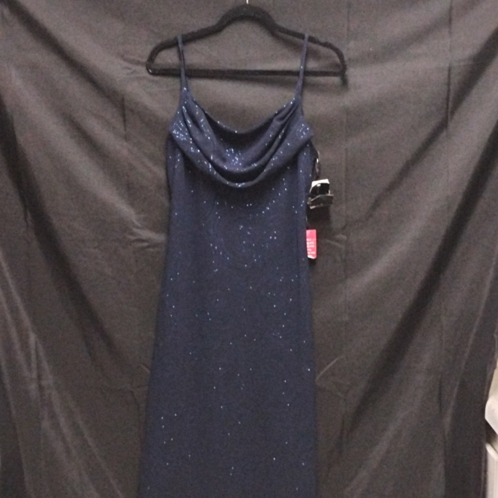 Karina Navy Blue Dress with Glitter Accents - Picture 5 of 10